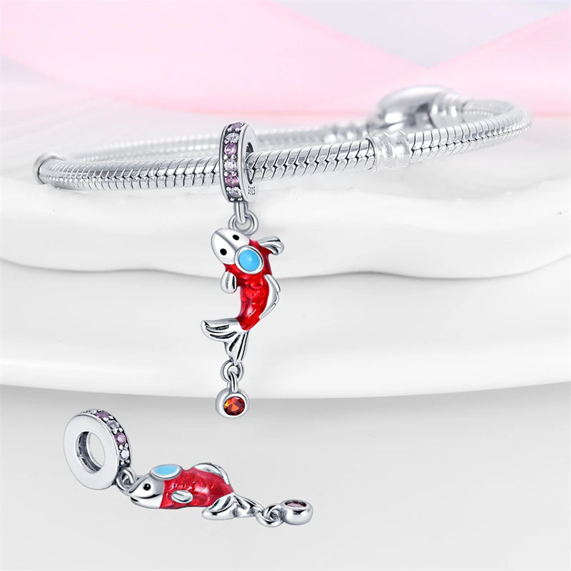 Genuine 925 Sterling Silver Colorful Carp Bead Fit Original Pandora Bracelet&Bangle Fashion DIY Jewelry Support Wholesale