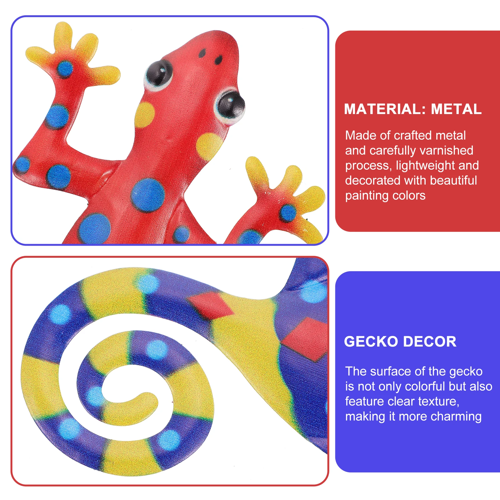 

2 Pcs Metal Wall Hanging Decorations Exquisite Workmanship Pendant Colorful Gecko Ornaments Iron