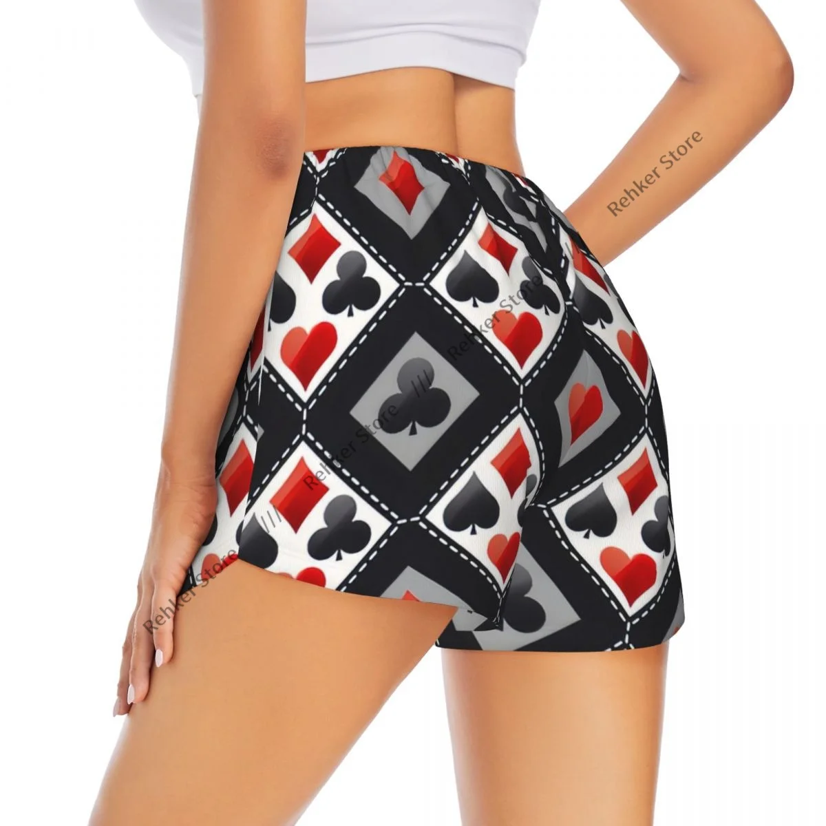 

Женские шорты для йоги, шорты для тренировок в покерном фоне, быстросохнущие шорты для фитнеса, женские шорты для йоги, тренажерного зала, бега, спортивная одежда