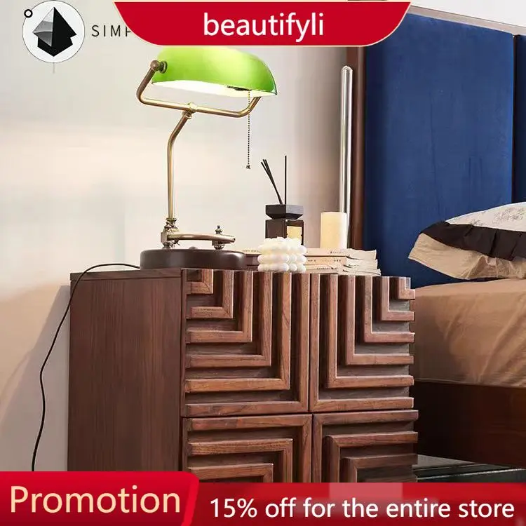 A57 Medieval Style Bedroom Solid Wood Bedside Cabinet Module Combination Side Cabinet TV Storage Cabinet