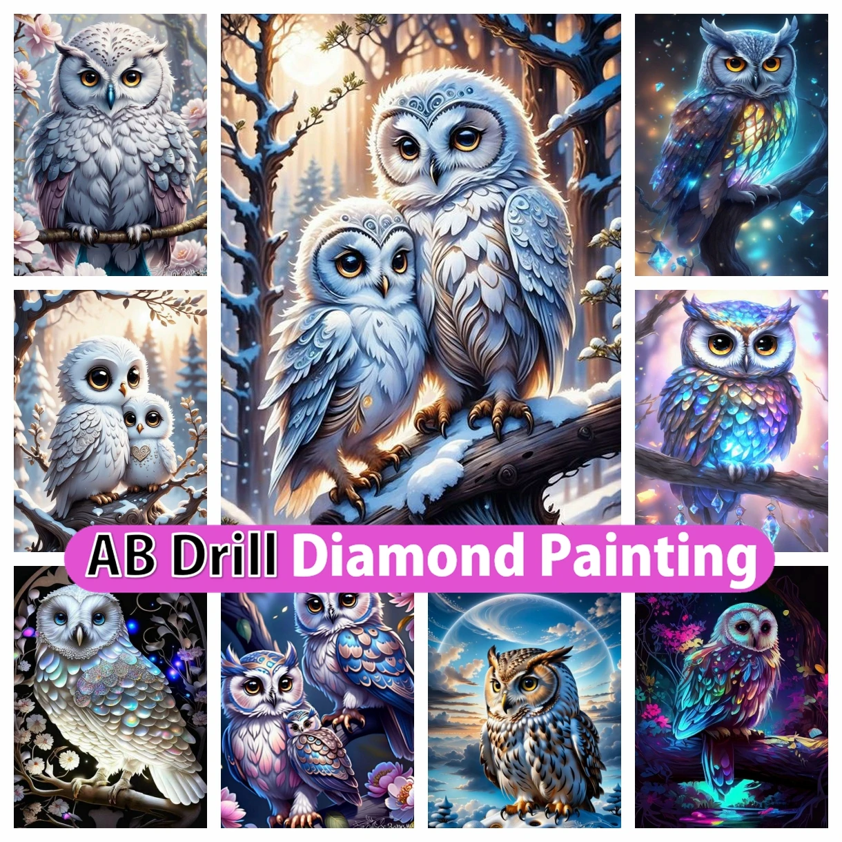 

Pretty Cute Owl 5D DIY AB Diamond Painting Embroidery Mosaic Snow Winter Art Jewelry Cross Stitch Home Decor Kids Gift 2024 New