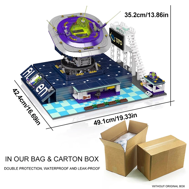 Controle remoto técnico mold king 11024 estação de monitoramento de ufo alienígena bloco de construção montagem quebra-cabeça brinquedo diy meninos presente de natal