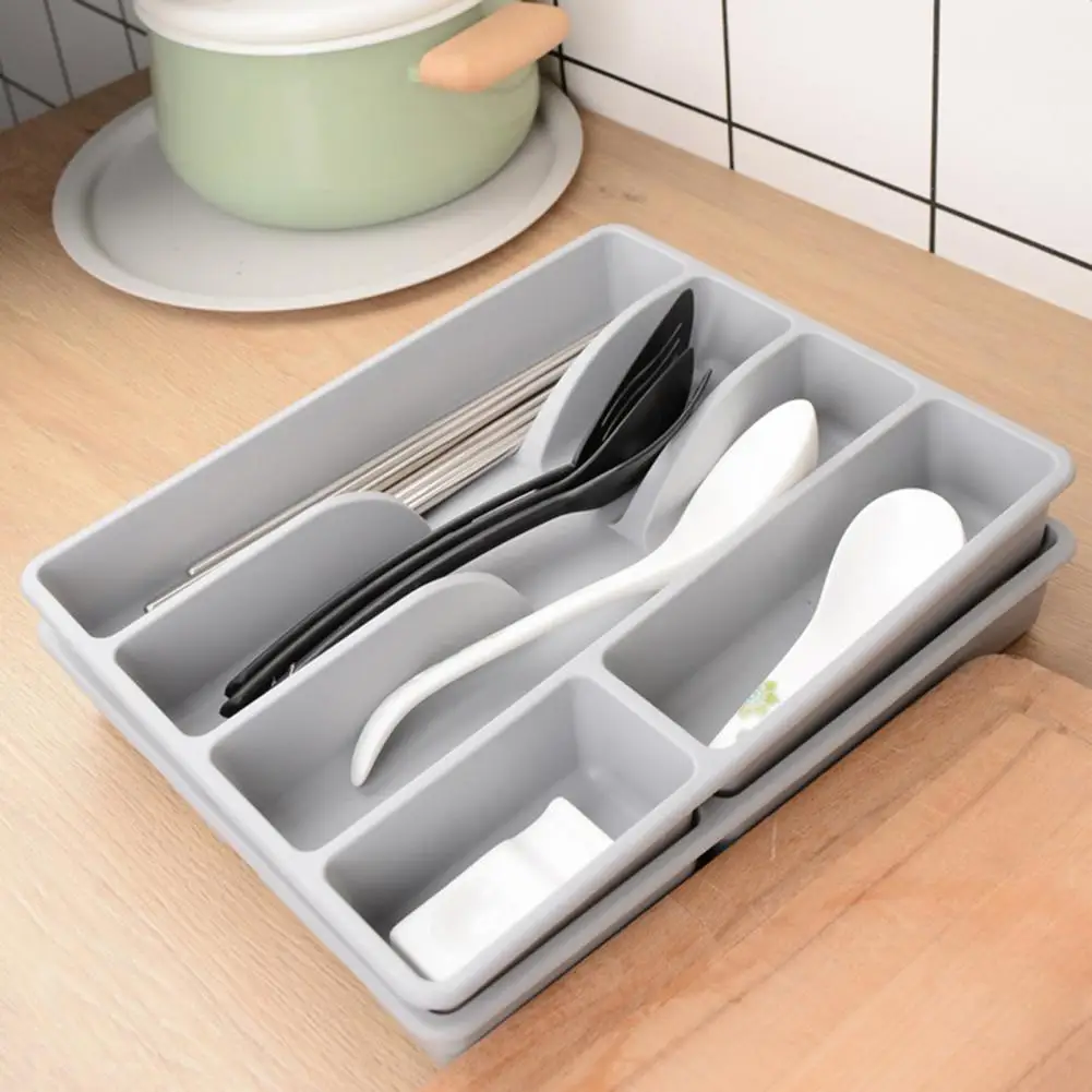 Utensil Organizer Tray Kitchen Gadget Divider Tray Capacity Cutlery Storage Box with Multi for Forks for Organization