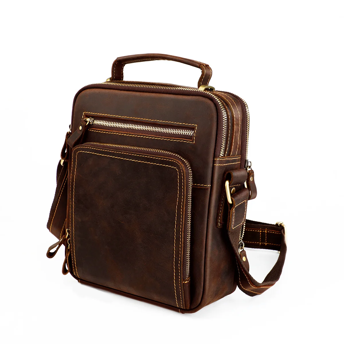 Vintage Man Handbag Crazy Horse Leather Male Crossbody 7 Vintage Man Handbag Crazy Horse Leather Male Crossbody