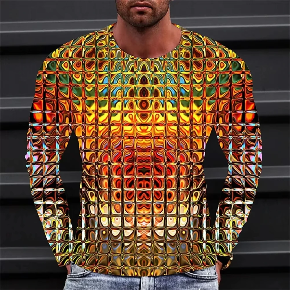 Men's Long Sleeve T-shirt 3d Vertigo Print Tshirt Men Women Fashion Three dimensional Graphic T shirt New Loose Tops Tees Dizzy