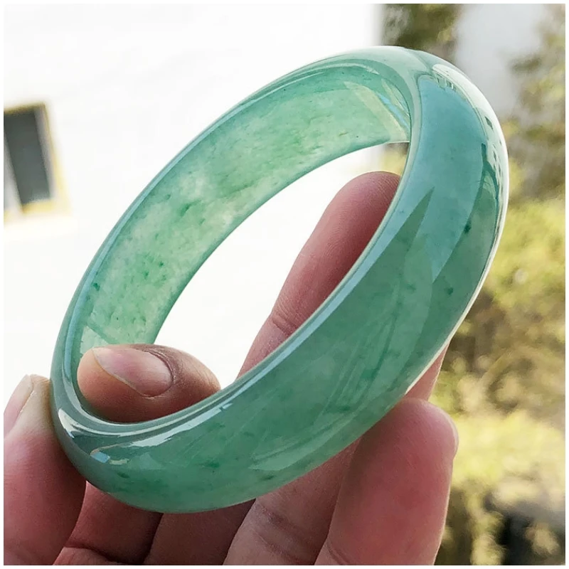 

New Natural Ice Permeable A Goods Jade Bracelet Green Dongling Jade Full Green Exquisite Bangles Handring Fine Jewelry