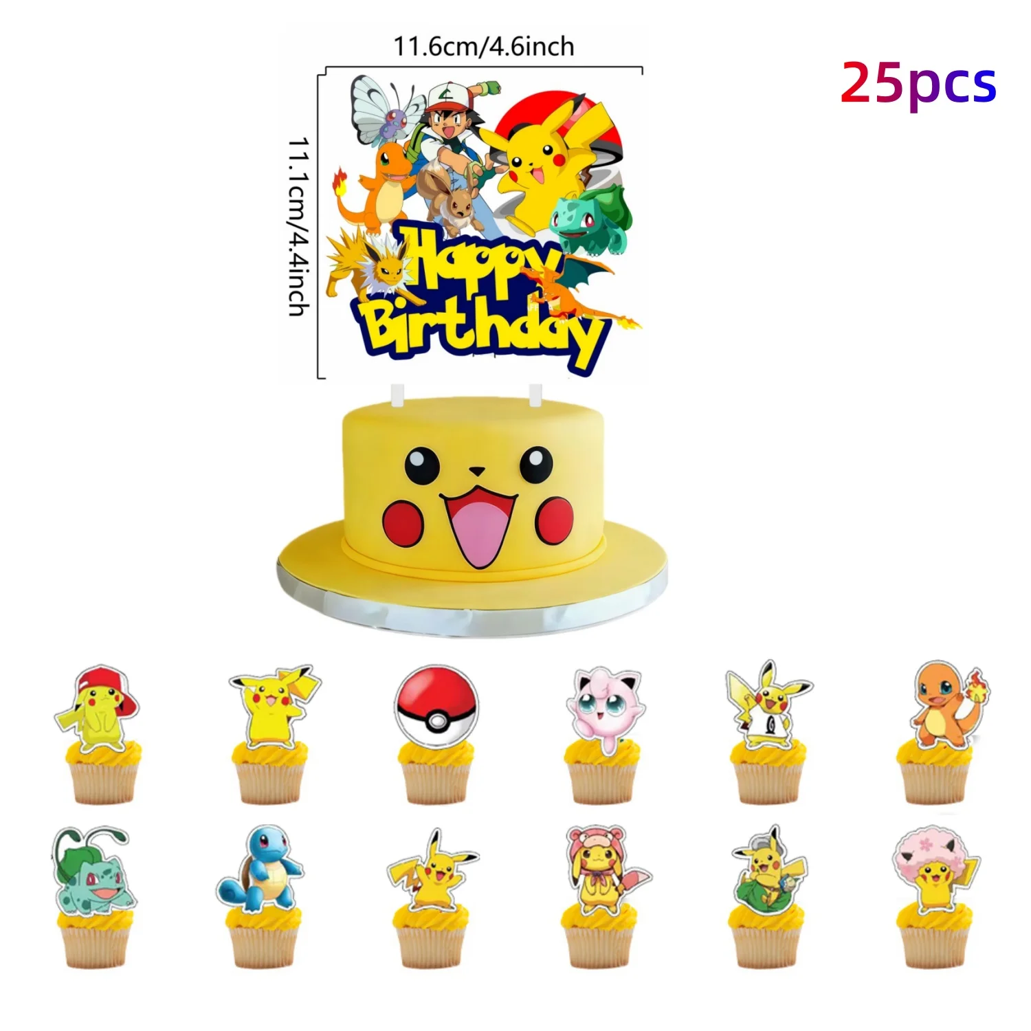 Topper Pokemon Taart Verjaardag Pokemon Decoratie Taart Topper Pikachu Cupcake Topper Baby Douche Bakken DIY Benodigdheden Feestartikelen