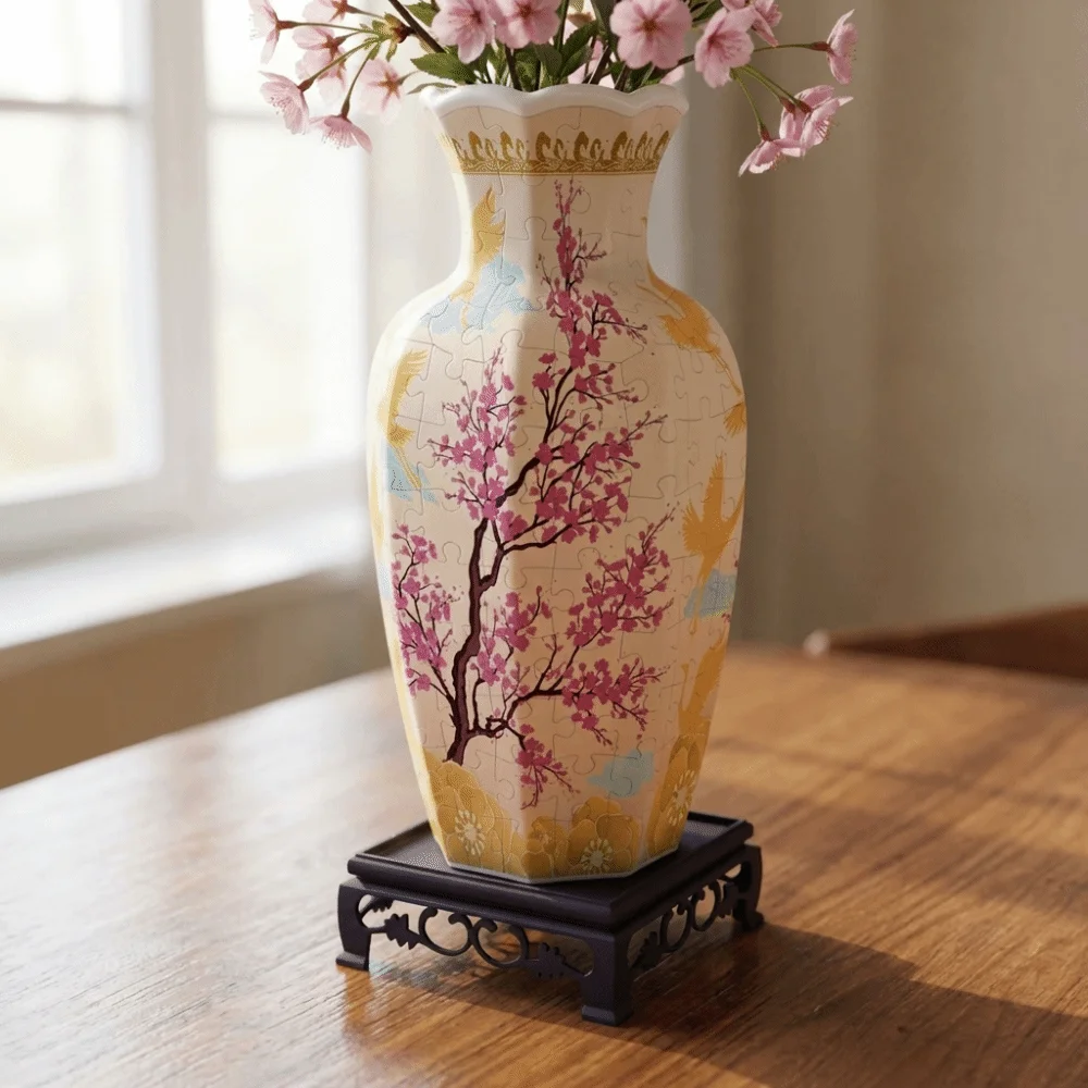 Creative 3D Puzzle Vase Waterproof Building Block DIY Arts Vase Educational with Base Flower Arrangement Vase Housewarming Gift