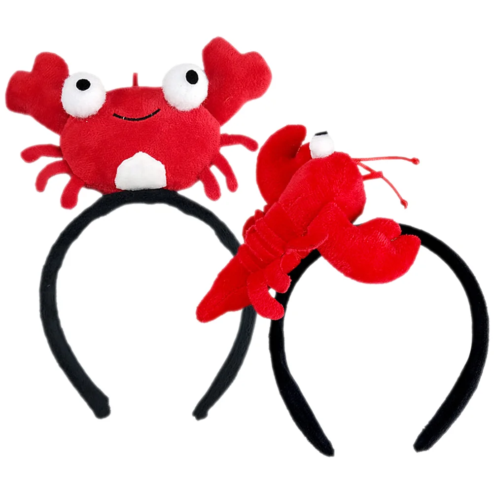 2 Pcs Party Headgear Lobster Claw Headband Crayfish Halloween Women Costume Accessories Plush Headbands for Miss