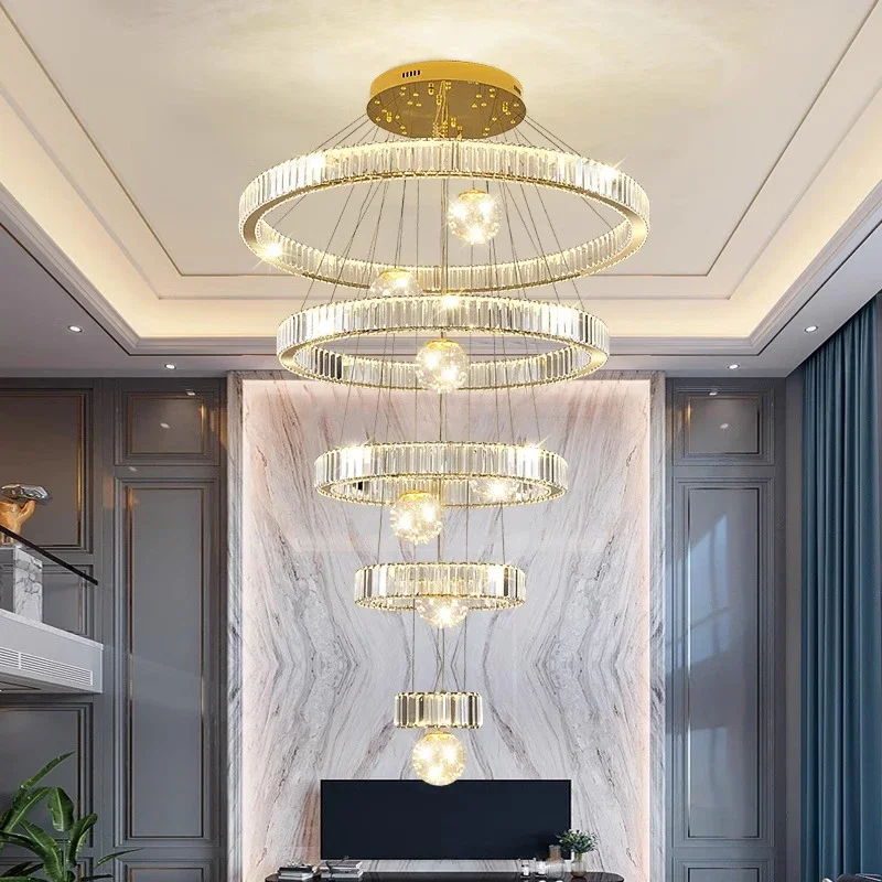 

Современное украшение дома, хрустальная люстра, лестница, подвесной светильник, подвесные светильники для гостиной, внутреннее освещение