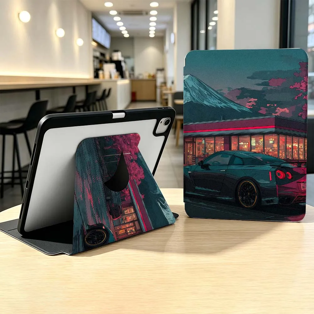 Japan Street Mountain For Samsung Galaxy Tab A7 A8 A9 A11 S6 S7 S8 S9 S10 S11 FE Plus 360° Rotation Pen slot Tablet Case