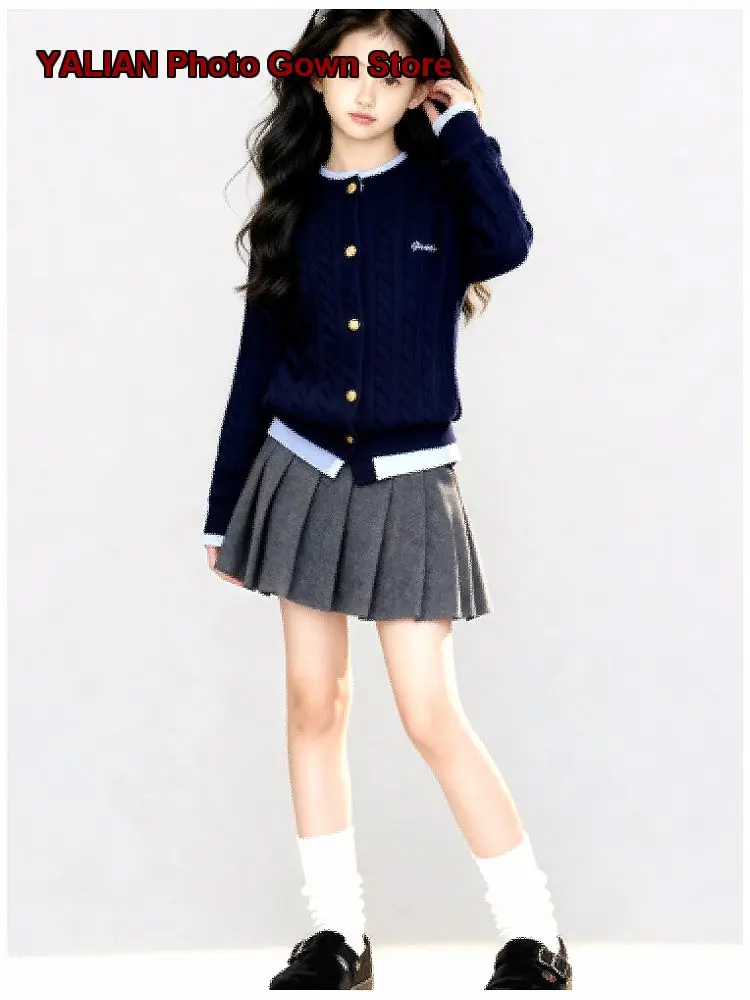 Girls College Style Blouse Geometric Patchwork Design French Chic Fashionable Spring Autumn 2026