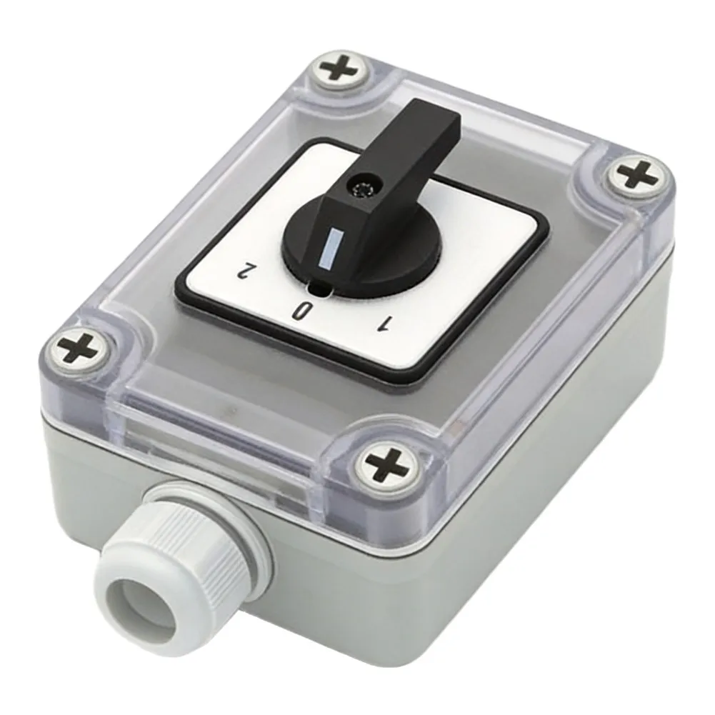 20A 3 Position Rotary Cam Changeover Switch SZW26-20, IP65 Enclosure For Dual Power Transfer And Motor Reversing