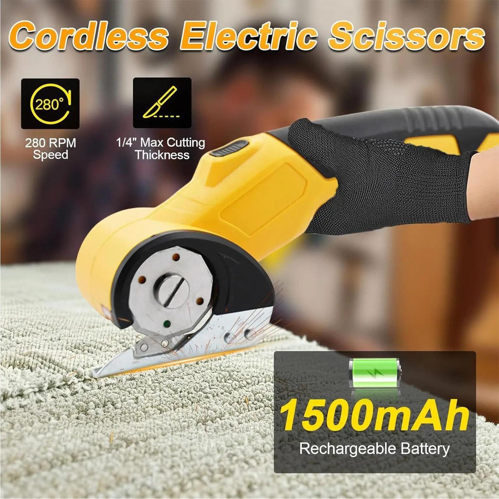 Cortador de papelão elétrico, 320rpm, ergonômico, mini caixa, com trava de segurança e luz led, tesoura elétrica rotativa de precisão para
