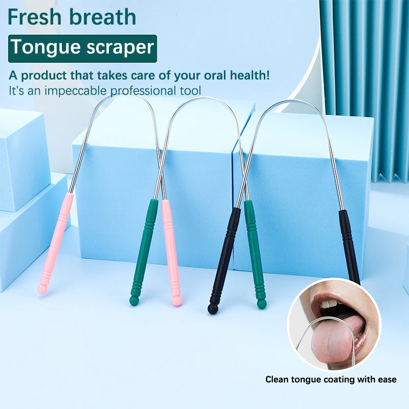 Aço inoxidável U-Shaped Tongue Scraper, Metal reutilizável, Reduzir o mau hálito, Oral Cleaning Care, Unisex