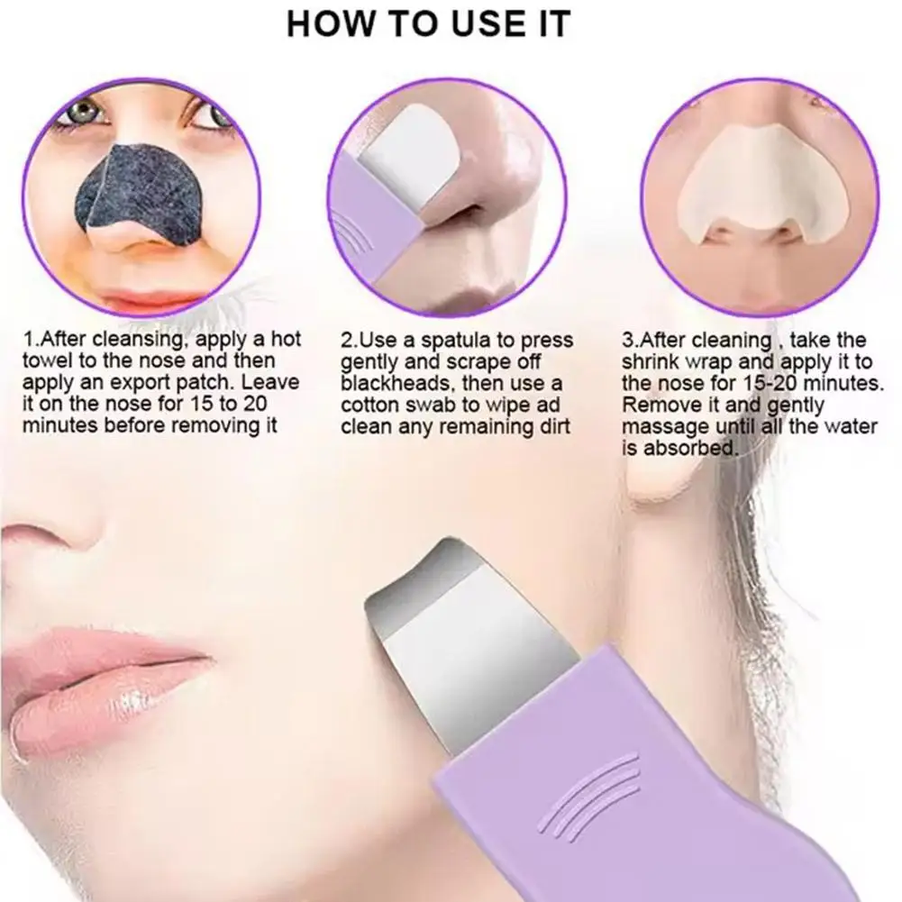 2 em 1 ferramenta de remoção de cravo facial espátula facial nariz removedor de cravo raspador de rosto de silicone para limpeza profunda ferramenta de cuidados com a pele