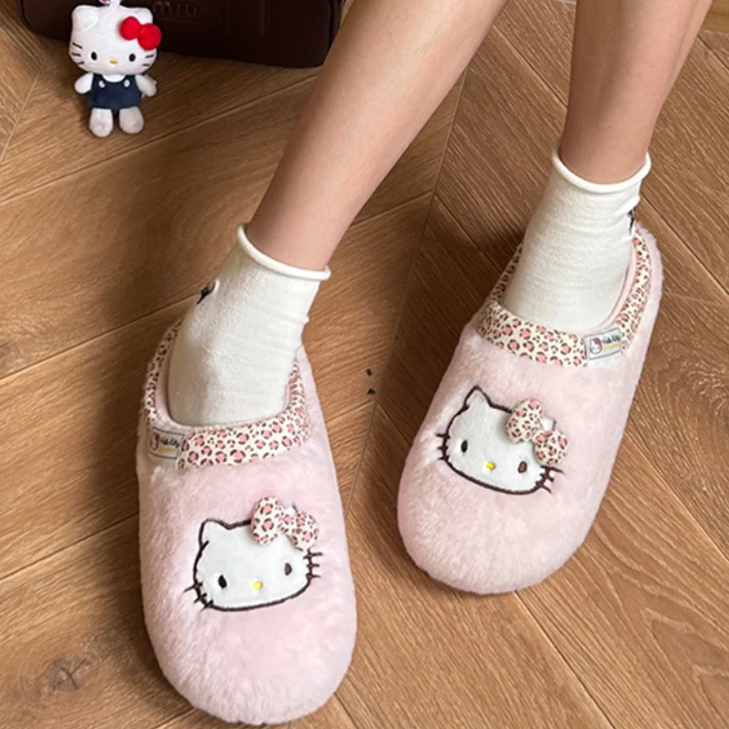 

Cartoon Anime Hello Kitty Girl Sweet Slippers Winter Autumn Indoor Keep Warm Non-Slip Comfortable Wear-Resistant Cotton Shoes