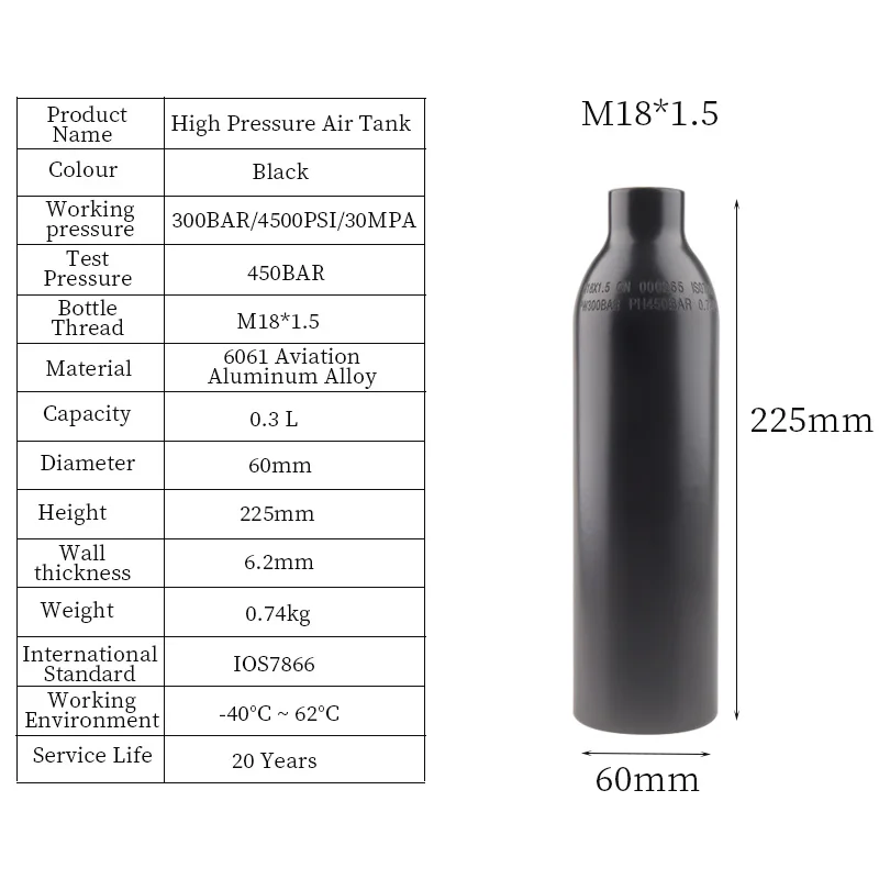 Imagem -05 - Hpa Air Tank Co2 Recarga para o Aquário Acessórios de Mergulho Paintball 022 03 035 Cilindro de Gás 045l 300bar 4500psi 30mpa