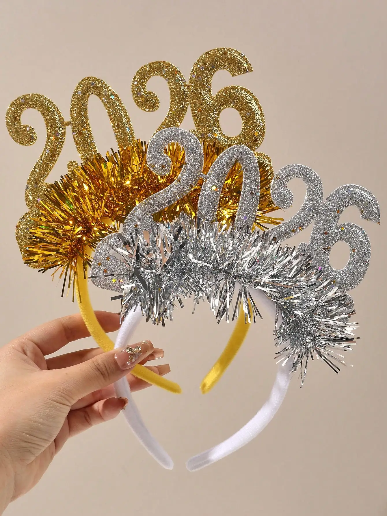 2026 السنة الجديدة عقال للحفلات الاطفال بريق إكسسوارات الشعر مضحك صور الدعائم عيد الميلاد الديكور 2026 هدايا عيد للنساء