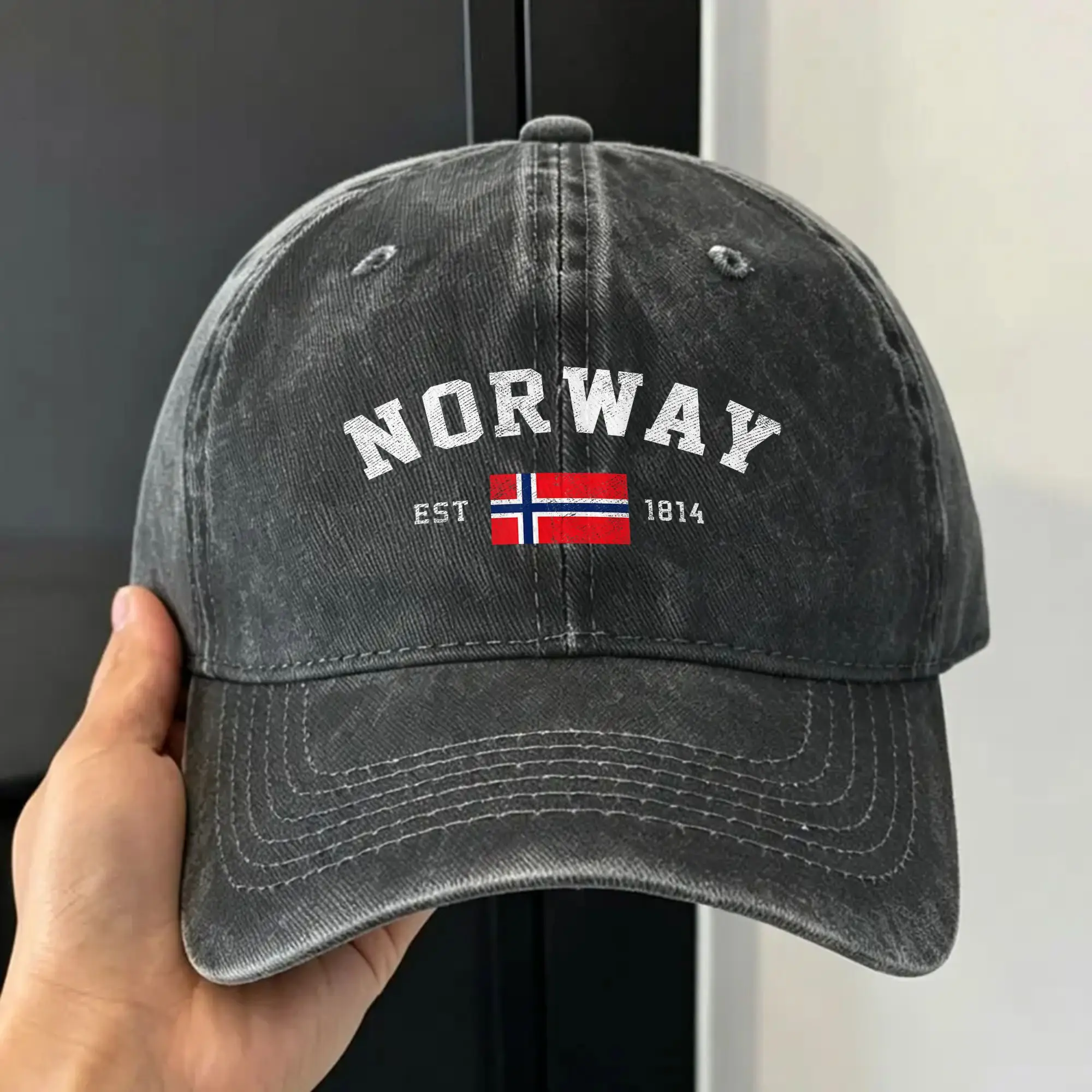 Norway Est  Norwegian Flag Independence Day Sun Baseball Cap Unisex Men Washed Trucker Hat Breathable Tennis Skate Baseball Caps