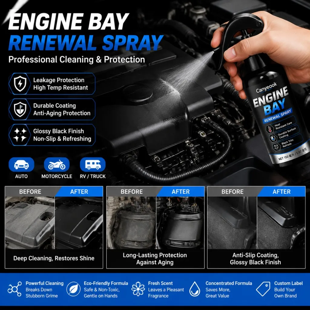 CANYEOOK Engine Protectant Spray - Anti-Leak, High-Temp Shield, Long-Lasting Film Prevents Cracking & Fading,150ml