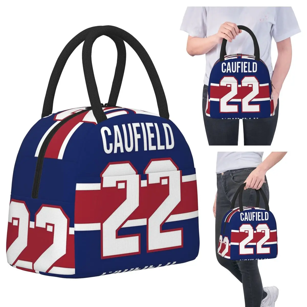 

Cole Caufield Jersey Lunch Bags Insulated Bento Box Portable Lunch Tote Resuable Picnic Bag Thermal Bag for Woman Student School