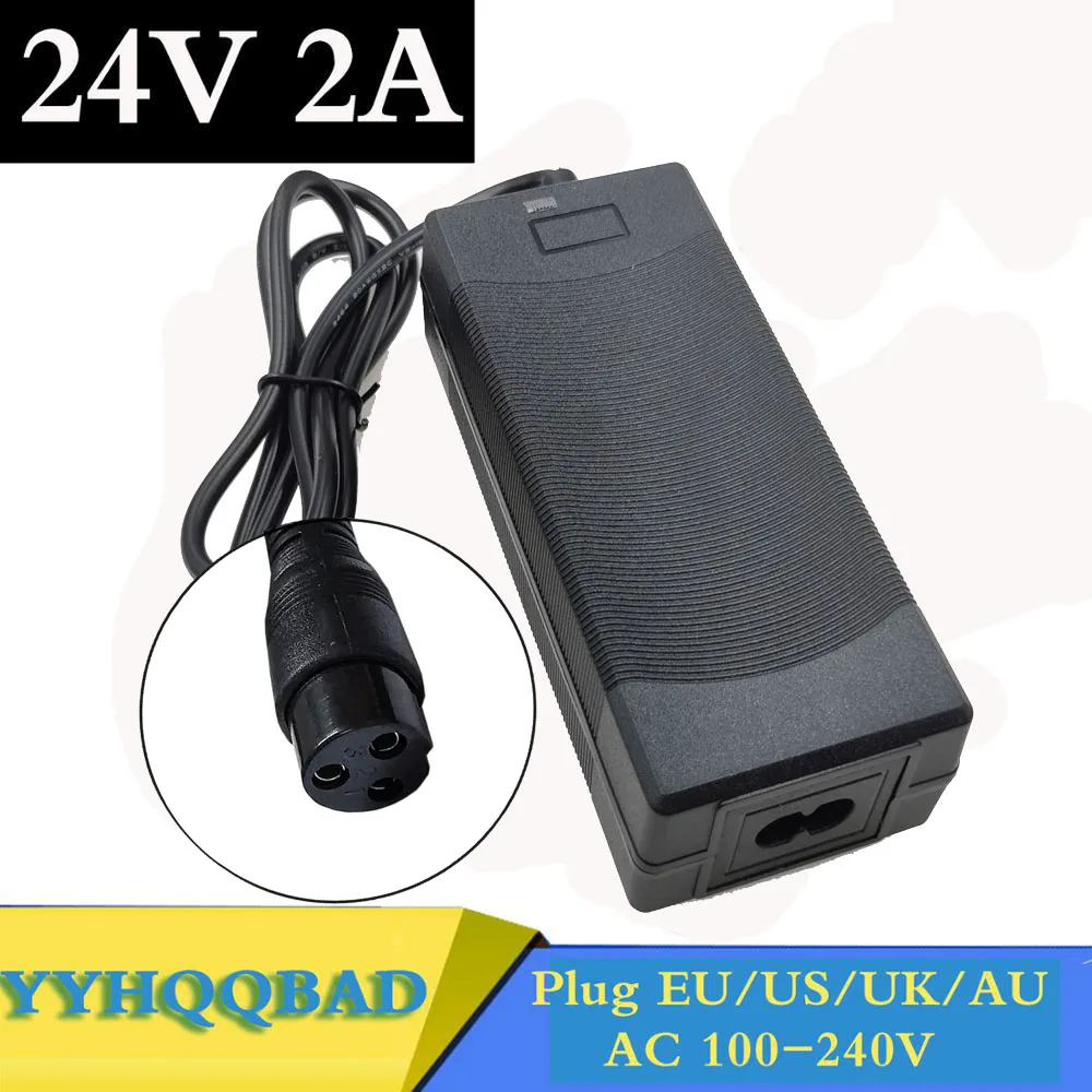 24V 2A lead-acid battery Charger with GX16 3-Prong Inline 12MM Connector