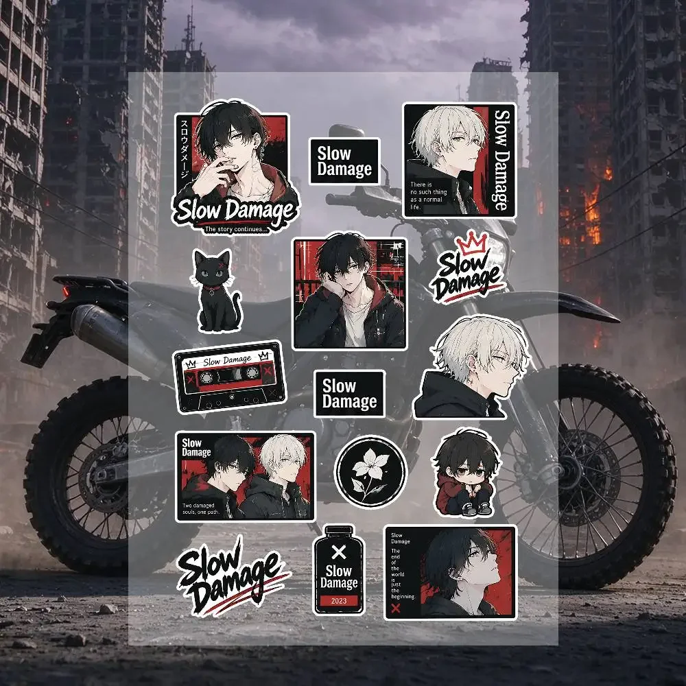 S-Slow D-Damage Stickers Moto Sticker Auto Body Bumper Windows Motorcycle Laptop Walls Vinyl Decal Car Tuning Accessories