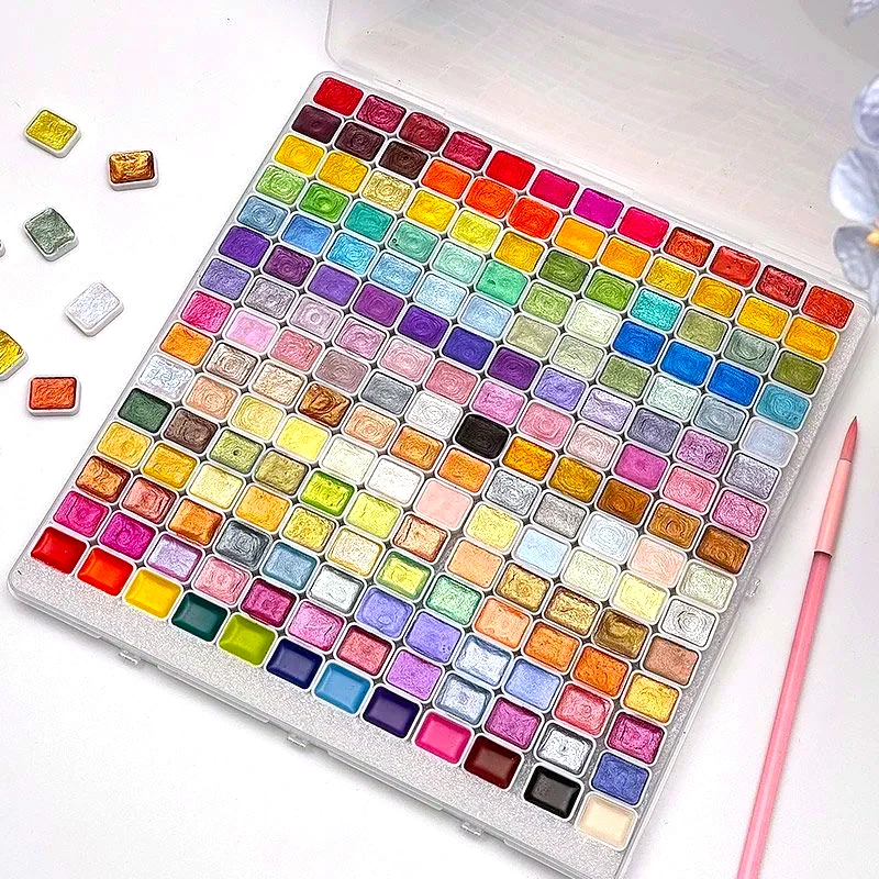 180-Color Metallic Watercolor Paint Set, Solid Paint Portable Art Tool, Starry Sky Color, Lightweight, Suitable for Painting