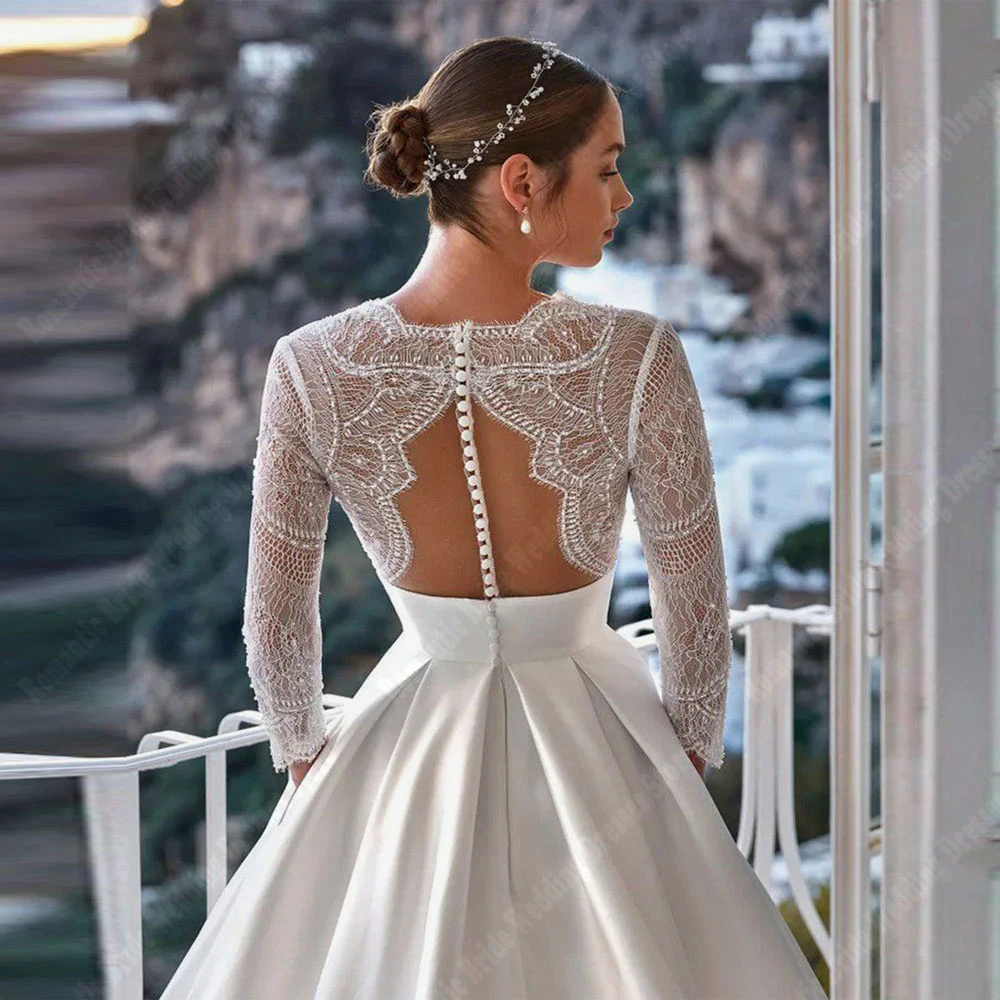 2024 elegante Spitze Druck Frauen Brautkleider sexy V-Ausschnitt Ball Brautkleider glatte Verlobung Bankett Vestidos de Novias