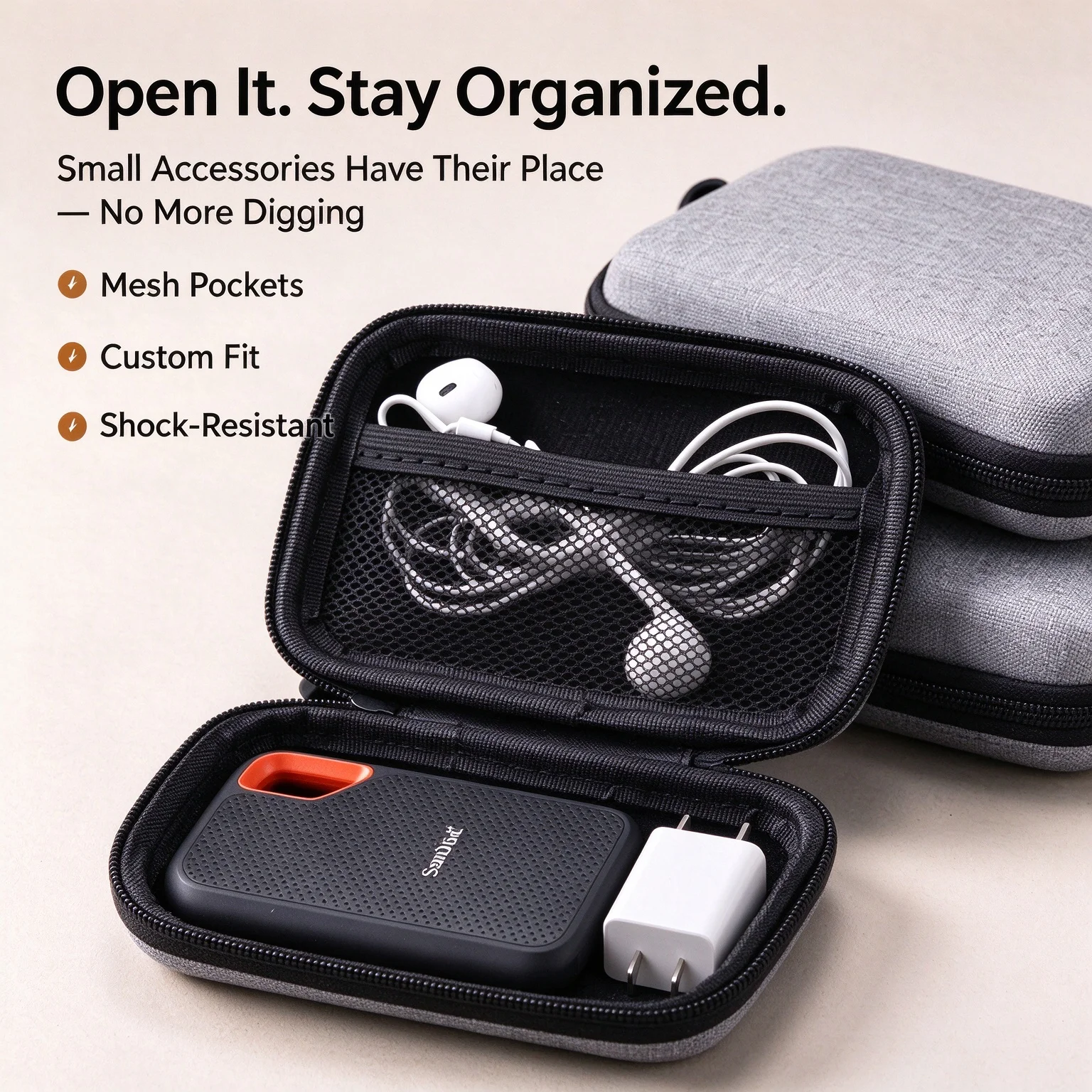 Multi-FunctionEVA Storage Box Hard Drive Case Cable Organizer Power Bank Case Shockproof Portable Travel for Digital Accessories