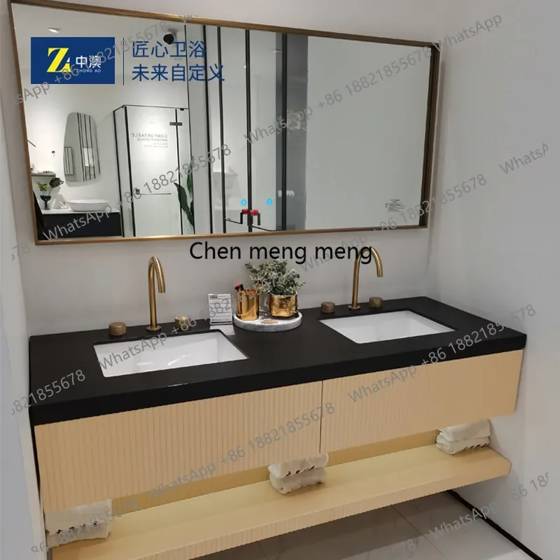 a55 Combination solid wood Corian integrated basin face wash basin cabinet wash table customization
