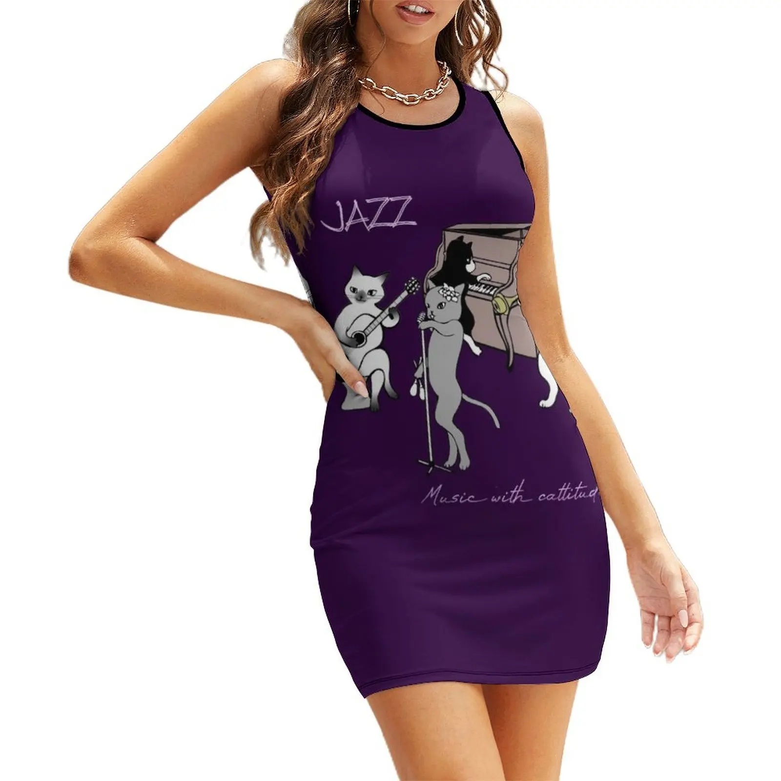 

JAZZ CATS - MUSIC WITH CATTITUDE Sleeveless Sundress Evening dresses summer dress daily