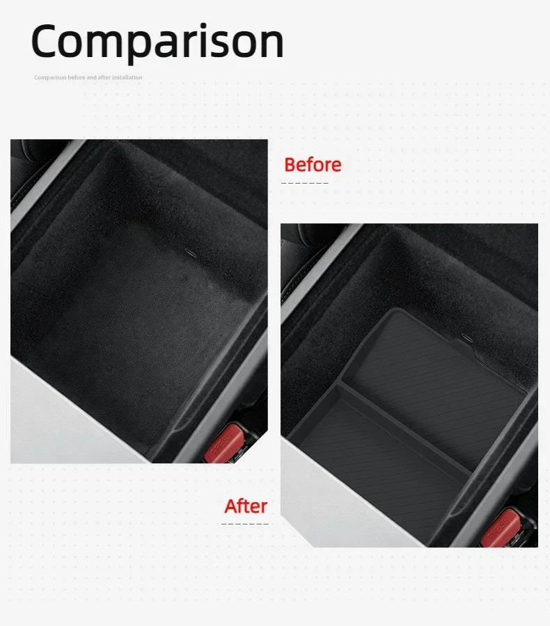 Für Tesla Model Y Standard RWD 2025 2026 Mittelkonsolen-Aufbewahrungsbox Armlehnenbox Ablage Schutzmatte Zubehör – Detail 12