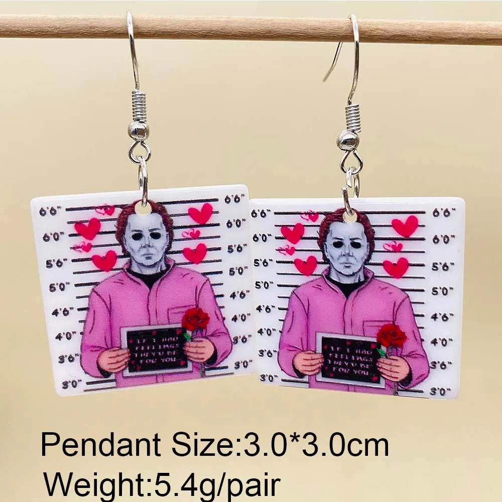 القوطي عيد الحب هالوين أقراط الحب سحر R.I.P الجمجمة القلب الشفاه الاكريليك أقراط للنساء هدية عيد الحب