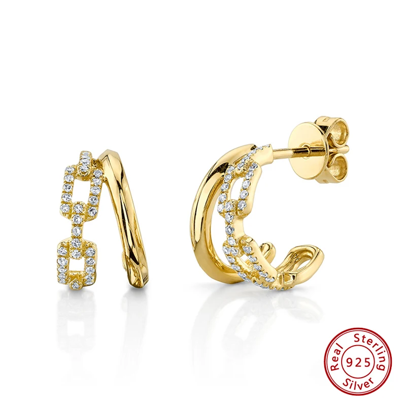 

925 Sterling Silver Earrings Original Certificate V Shape Diamond Studded Stud Earrings For Women Free Shipping Jewelry
