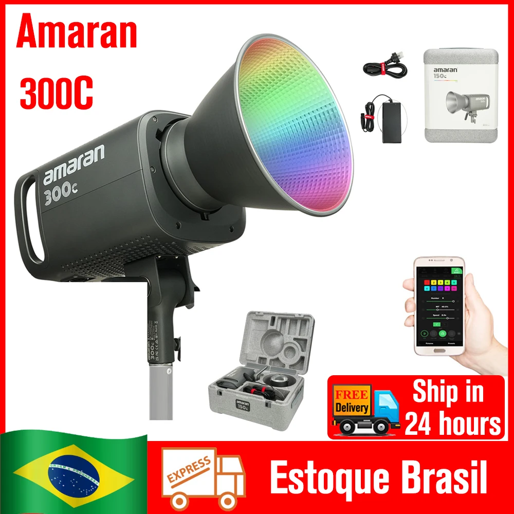 (Brasil in Stock) Aputure Amaran 300C LED Video Light 300W COB lights Bowens Mount Continuous Light For Studio Video Photos