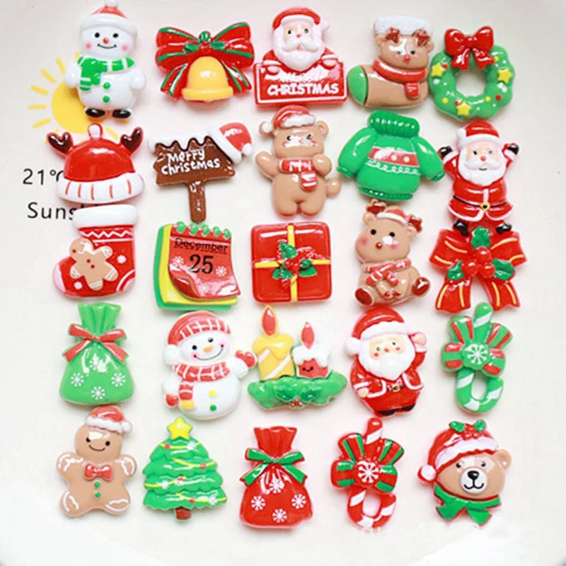 

100pcs/lot Christmas 3D resins patches for DIY fridge magnet phone hair accessories wholesale