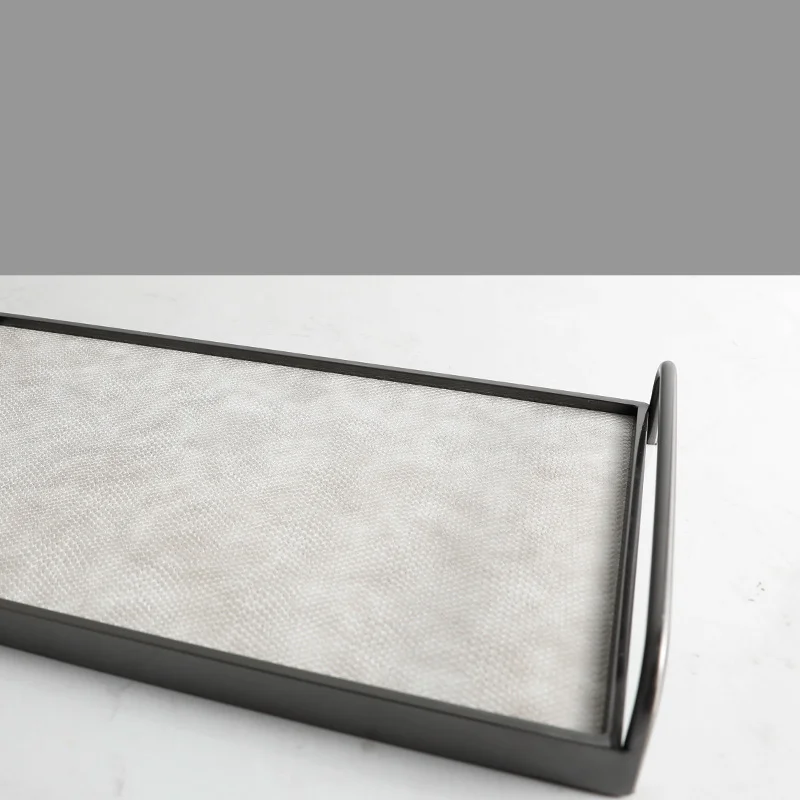 Metal Decorative Tray Leather Storage Tray Modern Minimalist Living Room Coffee Table Desk Organizer Home Decoration Storage - view 4
