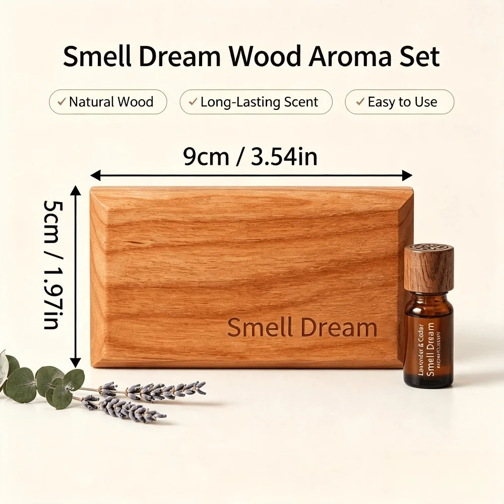 Car Air Freshener Natural Wood Aromatherapy Diffuser Calming Scent Peaceful Sleep Decorative Accessory for Home Office