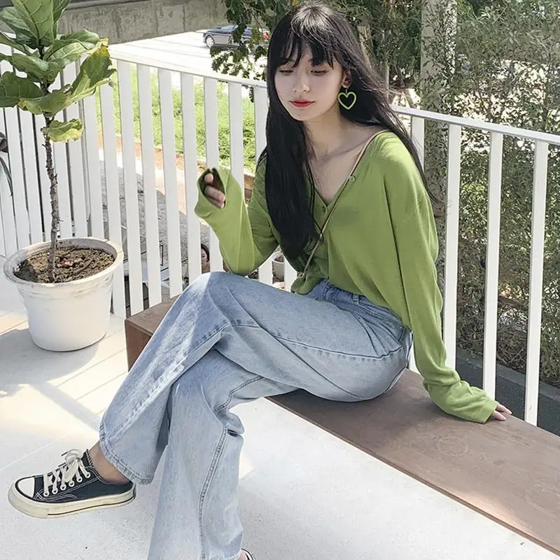 Ladies' Loose Fit Long Sve Knitted Ice Silk Open Cardigan Ultra Thin Summer Sun Protection Outerwear Casual Lazy Sle