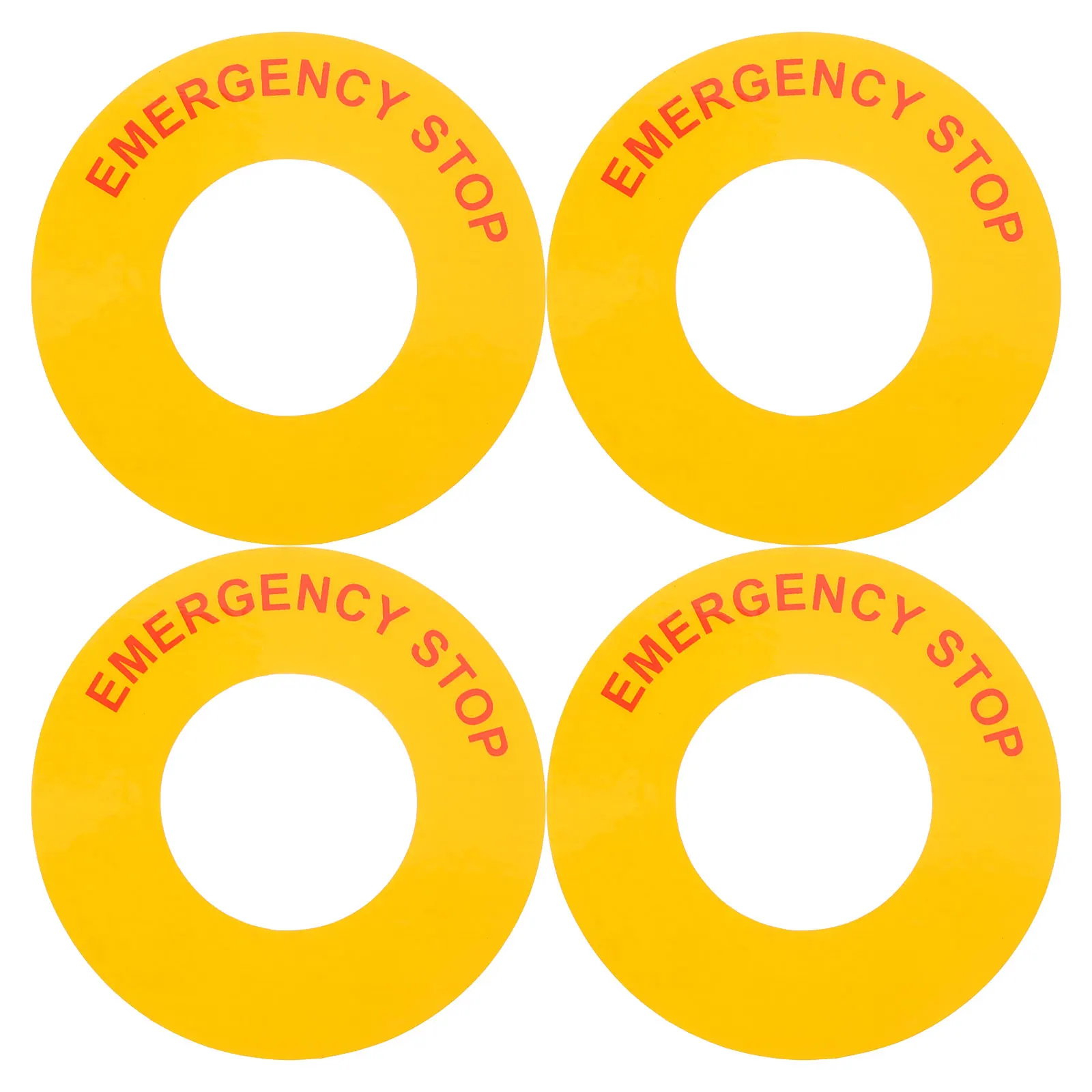 4pcs Bright Emergency Stop Sign Labels Pp Stickers For Machinery Switch Buttons Adhesive Warning Decals Factory Home