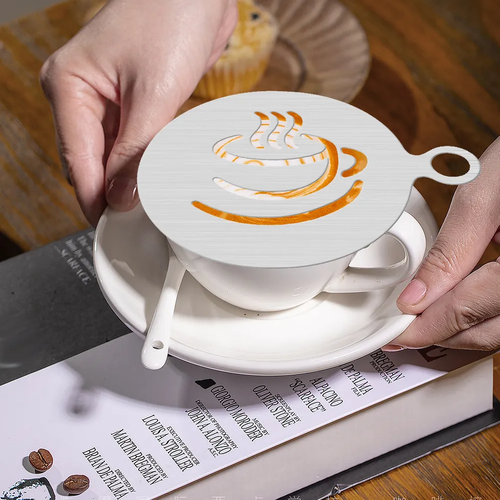 304 Stainless Steel Coffee Art Stencils Latte Decor Template for Cake Cupcakes Hot Chocolate Cocoa Coffee Decorating