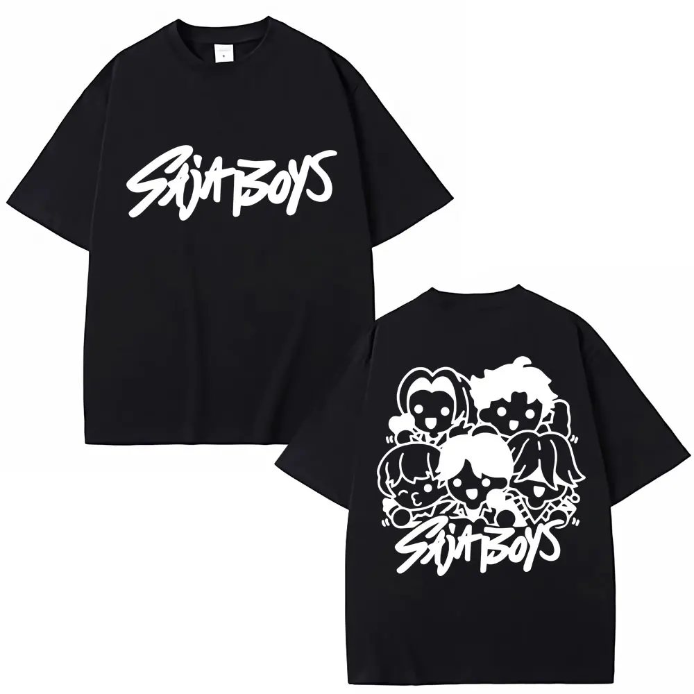 

KPop Anime Devil Hunter Saja Boy Pattern T-shirt 2025 Summer Men's Women's Fashion Harajuku T-shirt Casual Cotton T-shirt