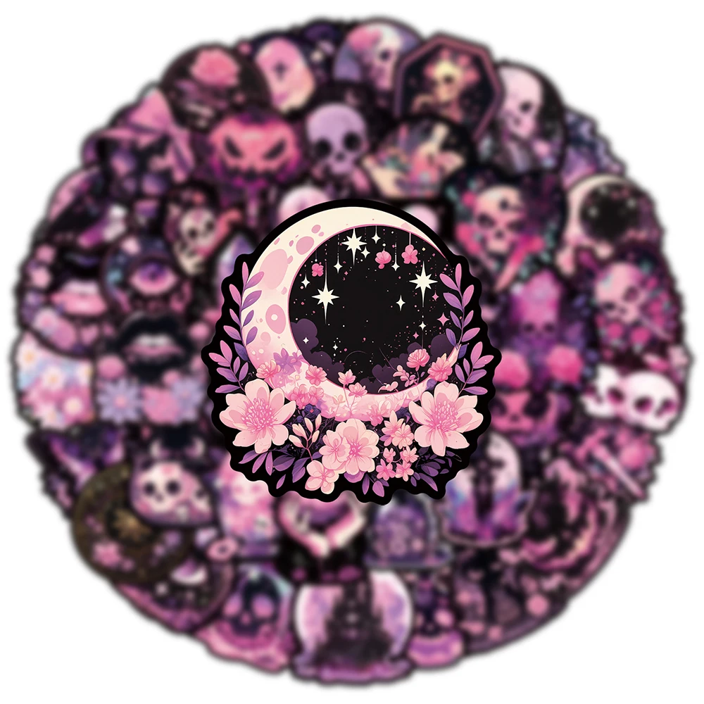 

10/30/50pcs Gothic Horror Pink Black Skull Graffiti Stickers Laptop Notebook Guitar Skateboard Waterproof Cool Scrapbook Sticker