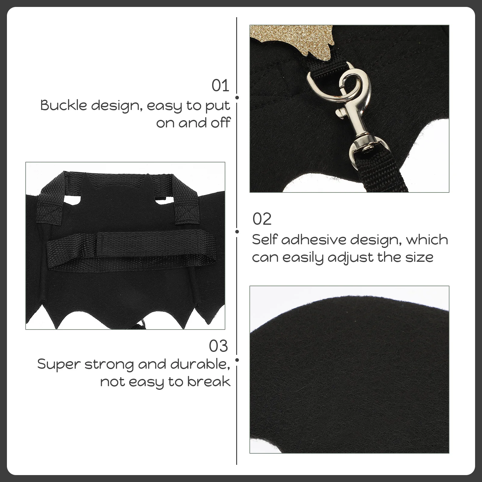 

1 set 1 Set Halloween Bat Wings Pet Costume Wear-Resistant Portable Bunny Harness For Cosplay Party Festival Small Pet Supplies
