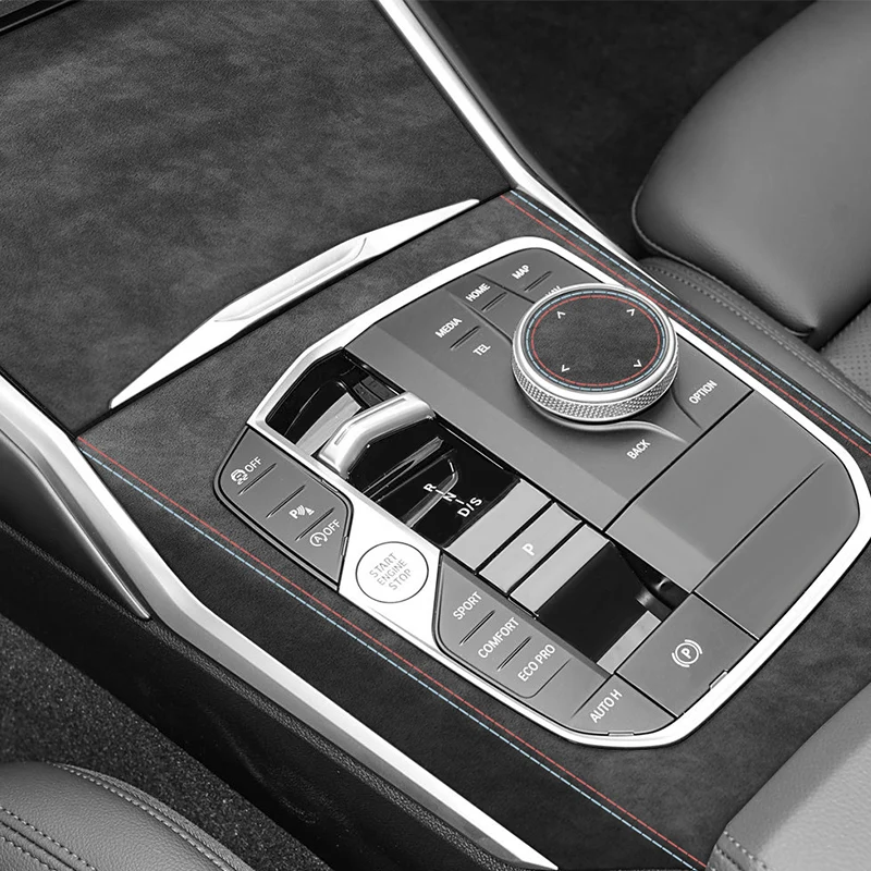For BMW 3er G20 G21 G28 Center Console Panel and Knob Cover Trim Frame Sticker Made of Alcantara Car Interior Custom Accessories