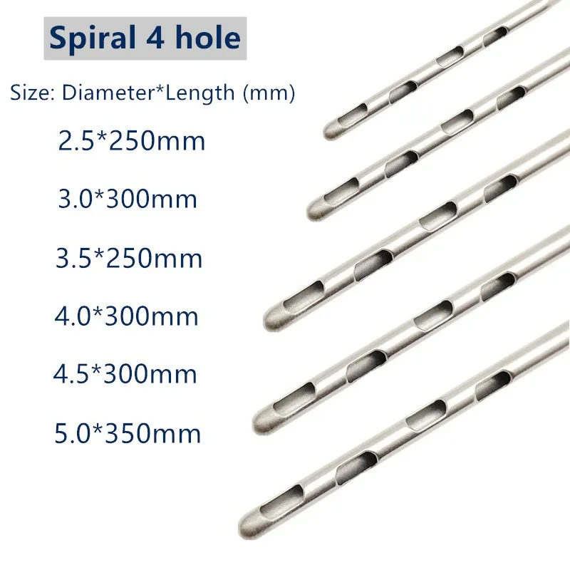 Spiral  Liposuction Cannula Four Holes Fat Harvesting Cannula for Stem Cells Fat Transfer Needle Liposuction Tool for Beauty Use