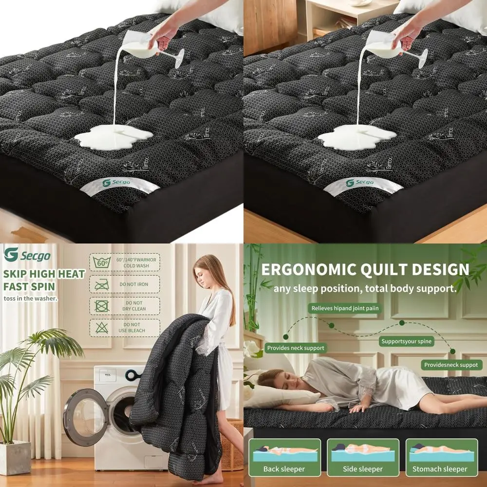 

100% Waterproof Mattress Topper, Breathable, Rayon Mattress Pad, Deep Pocket Protector for 8-21 Beds