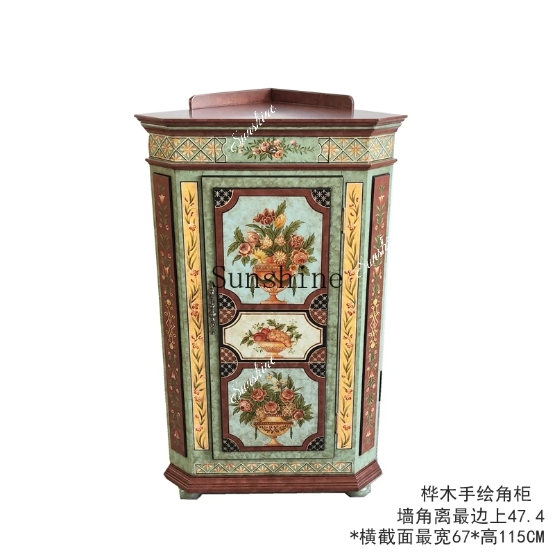 Home retro French style birch painted 0.6 meters corner side cabinet  FT